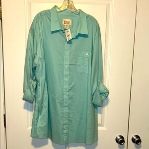 DXL | True Nation | Men's Aqua Button-Down Shirt | 2XLT